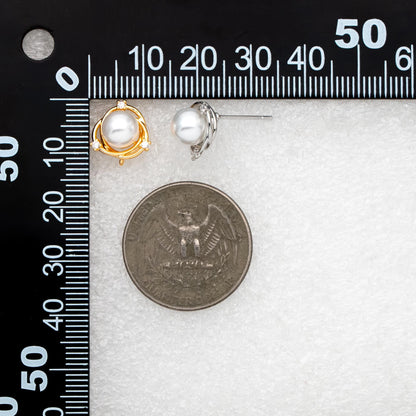 4pcs Gold/ Silver Stud Earring Findings, Pearl Peg Earring Mounts,Half Drilled Pearl Post Earring Settings (GB-2284)