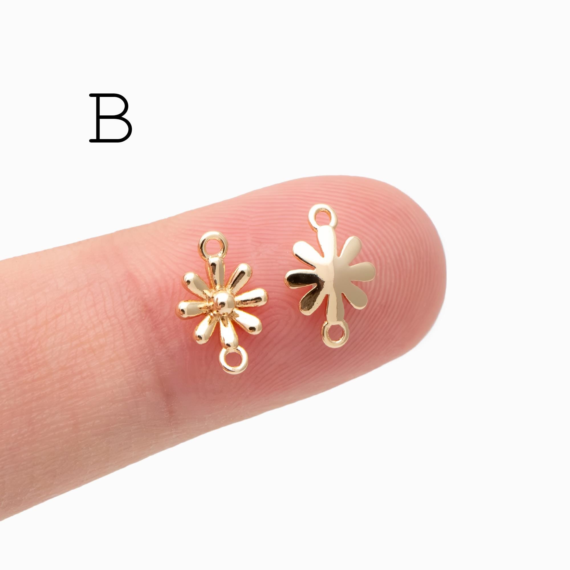 10pcs Gold Flower Charms , 18K Gold plated Brass, Floral Connector Pendants (GB-3780)