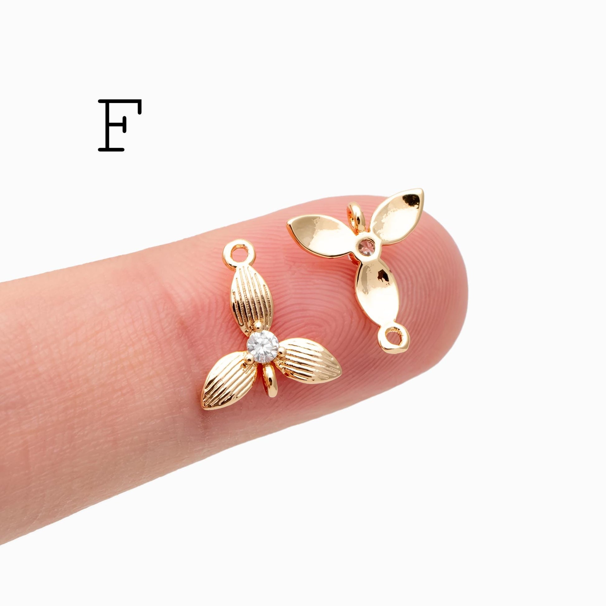 10pcs Gold Flower Charms , 18K Gold plated Brass, Floral Connector Pendants (GB-3780)