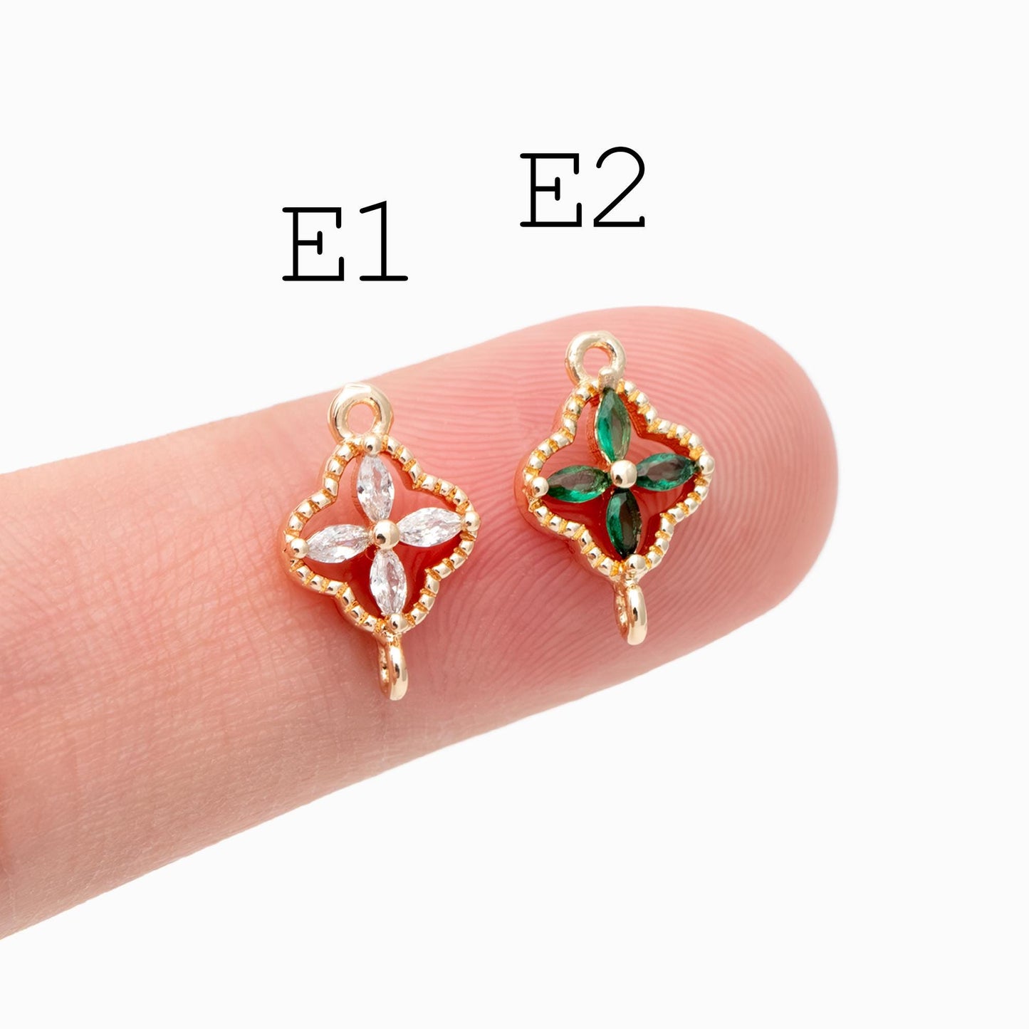 10pcs Gold Flower Charms , 18K Gold plated Brass, Floral Connector Pendants (GB-3780)