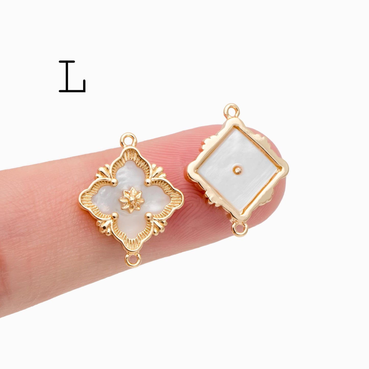 10pcs Gold Flower Charms , 18K Gold plated Brass, Floral Connector Pendants (GB-3780)