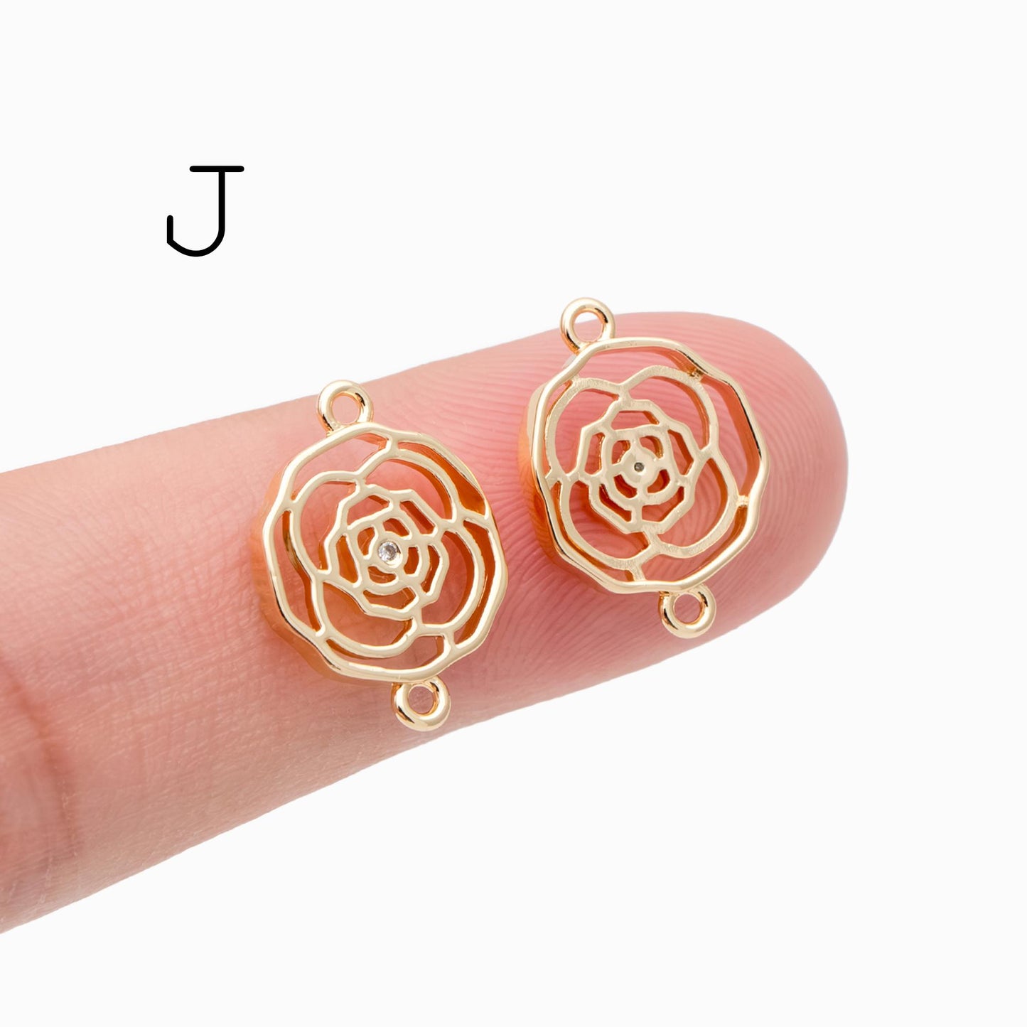 10pcs Gold Flower Charms , 18K Gold plated Brass, Floral Connector Pendants (GB-3780)