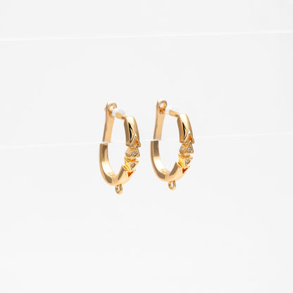 10pcs CZ Pave Leverback Ear Hooks, Gold/ Rhodium plated Brass, Hoop Earring with Loop (GB-4746)