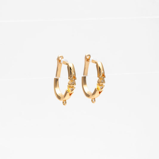 10pcs CZ Pave Leverback Ear Hooks, Gold/ Rhodium plated Brass, Hoop Earring with Loop (GB-4746)