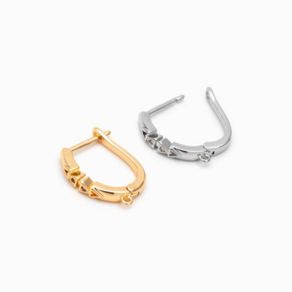 10pcs CZ Pave Leverback Ear Hooks, Gold/ Rhodium plated Brass, Hoop Earring with Loop (GB-4746)
