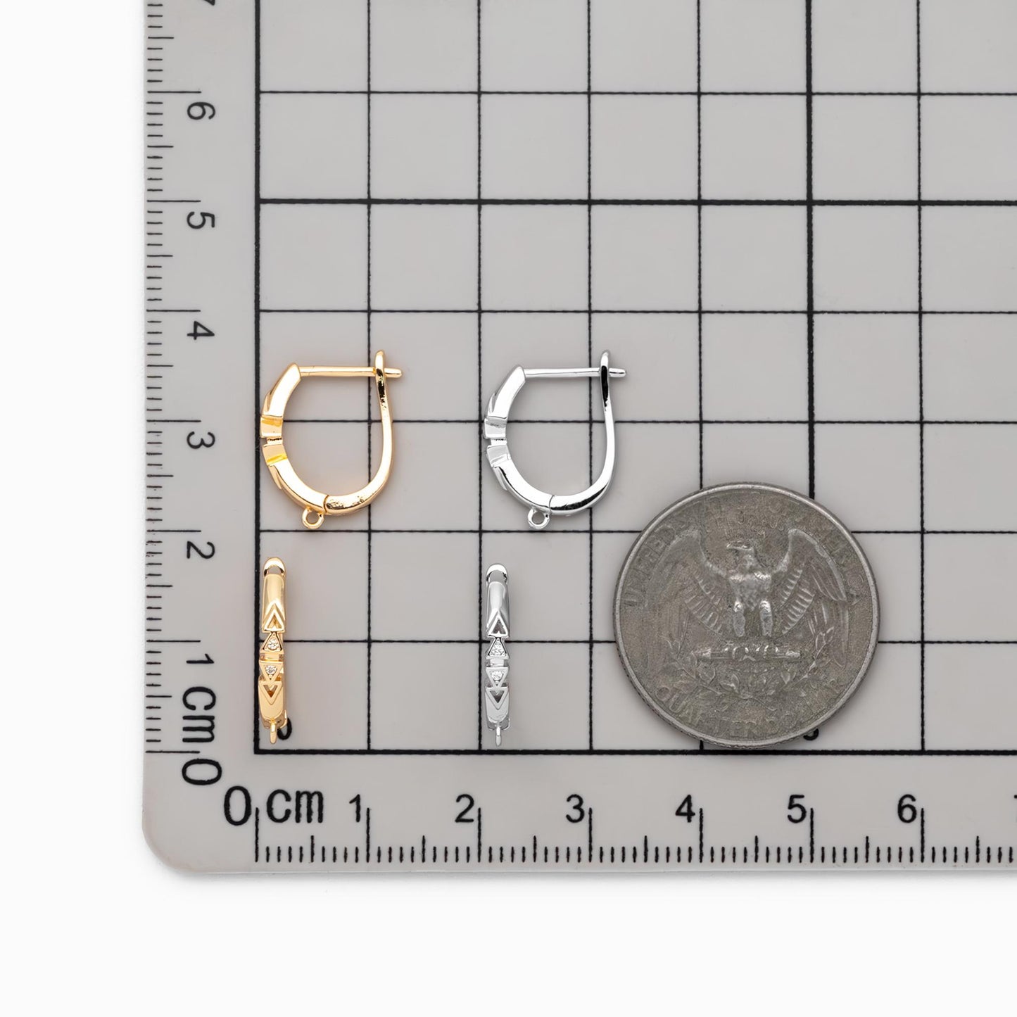 10pcs CZ Pave Leverback Ear Hooks, Gold/ Rhodium plated Brass, Hoop Earring with Loop (GB-4746)