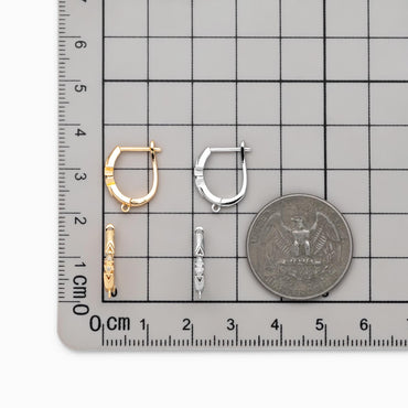 10pcs CZ Pave Leverback Ear Hooks, Gold/ Rhodium plated Brass, Hoop Earring with Loop (GB-4746)