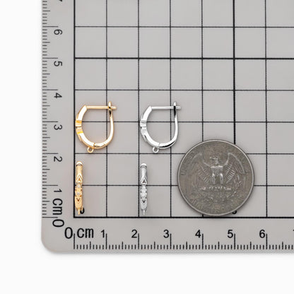 10pcs CZ Pave Leverback Ear Hooks, Gold/ Rhodium plated Brass, Hoop Earring with Loop (GB-4746)