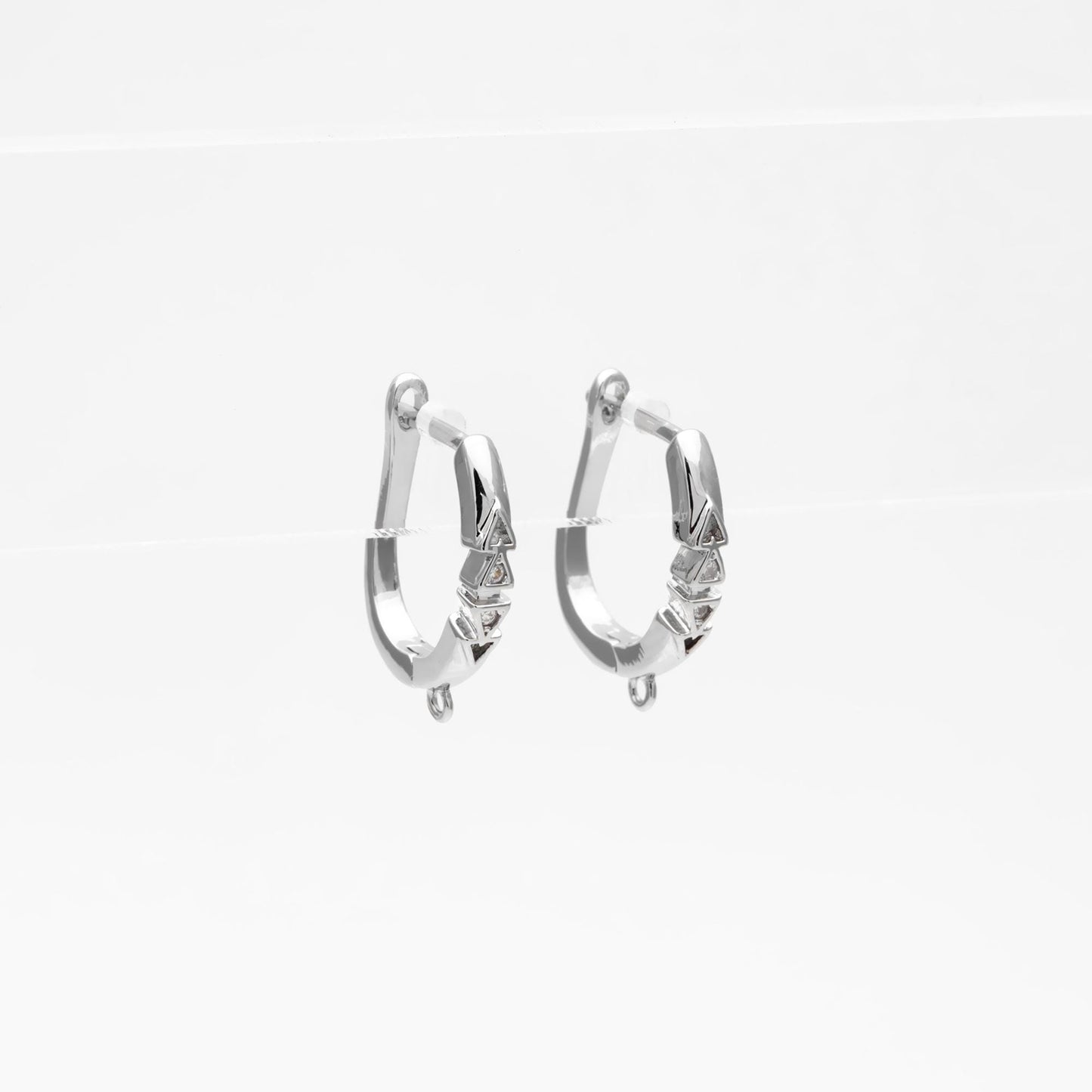 10pcs CZ Pave Leverback Ear Hooks, Gold/ Rhodium plated Brass, Hoop Earring with Loop (GB-4746)