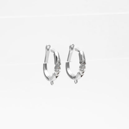 10pcs CZ Pave Leverback Ear Hooks, Gold/ Rhodium plated Brass, Hoop Earring with Loop (GB-4746)