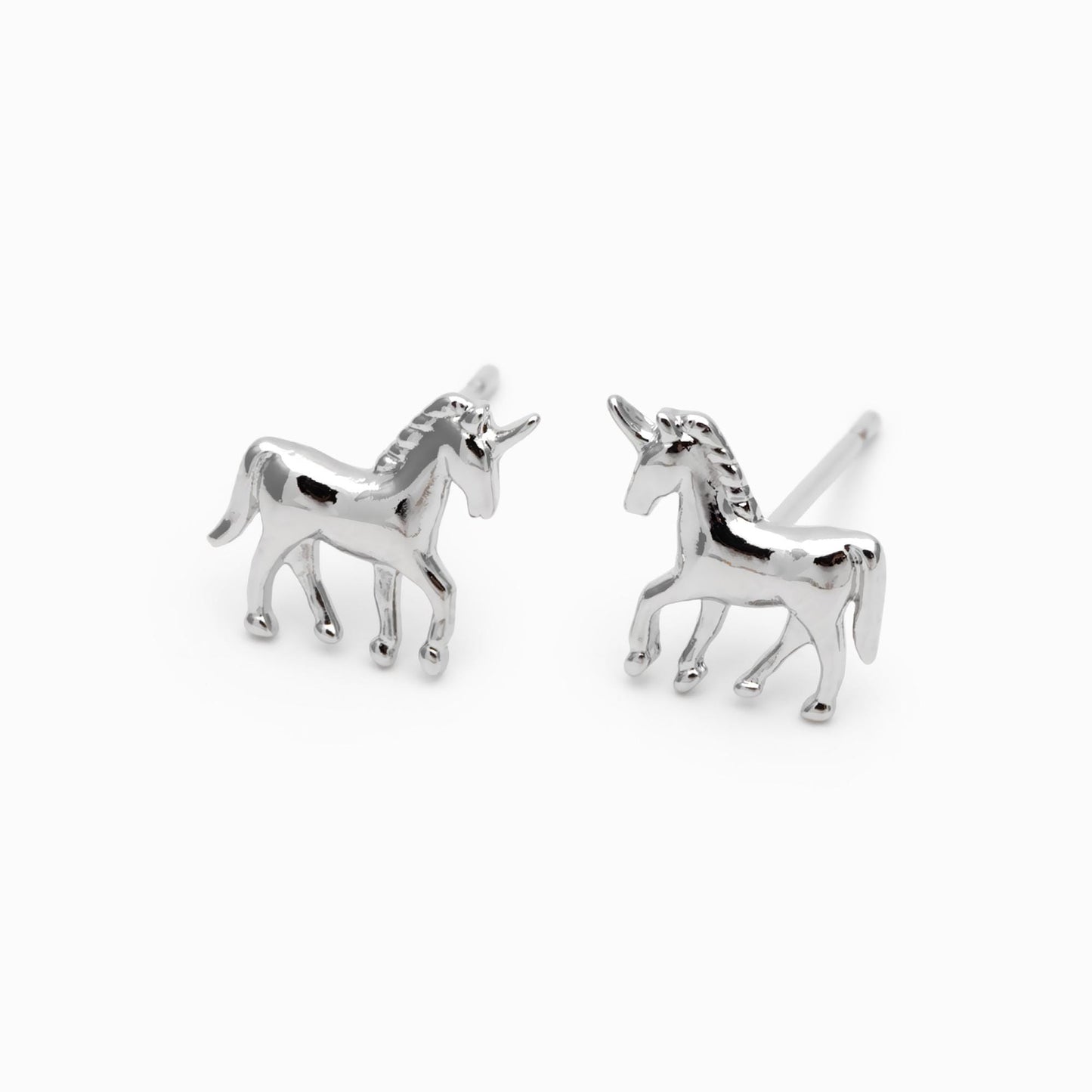 10pcs Gold/ Silver Unicorn Stud Earrings, 18K Real Gold/ Rhodium plated Brass (GB-4764)