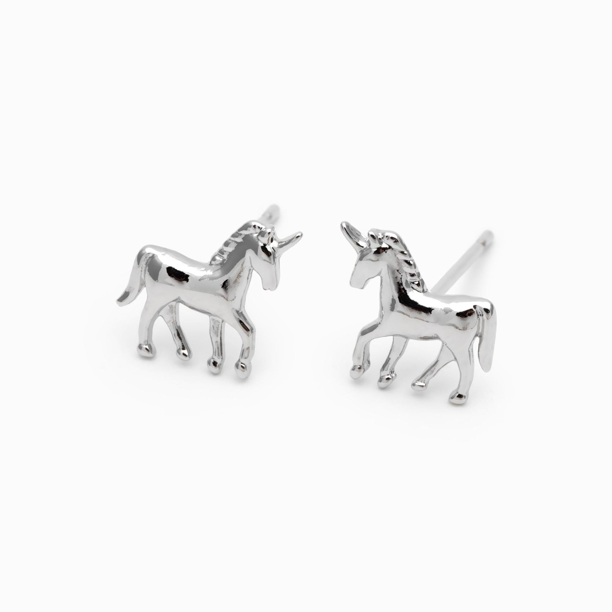 10pcs Gold/ Silver Unicorn Stud Earrings, 18K Real Gold/ Rhodium plated Brass (GB-4764)
