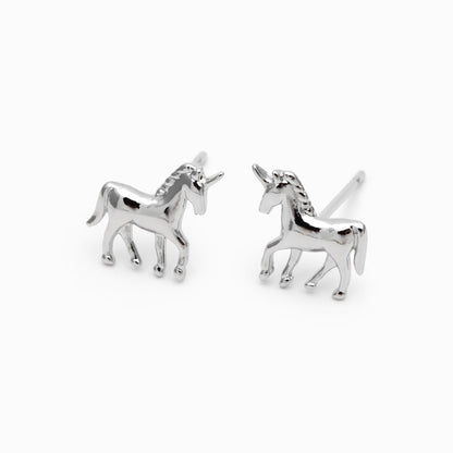 10pcs Gold/ Silver Unicorn Stud Earrings, 18K Real Gold/ Rhodium plated Brass (GB-4764)