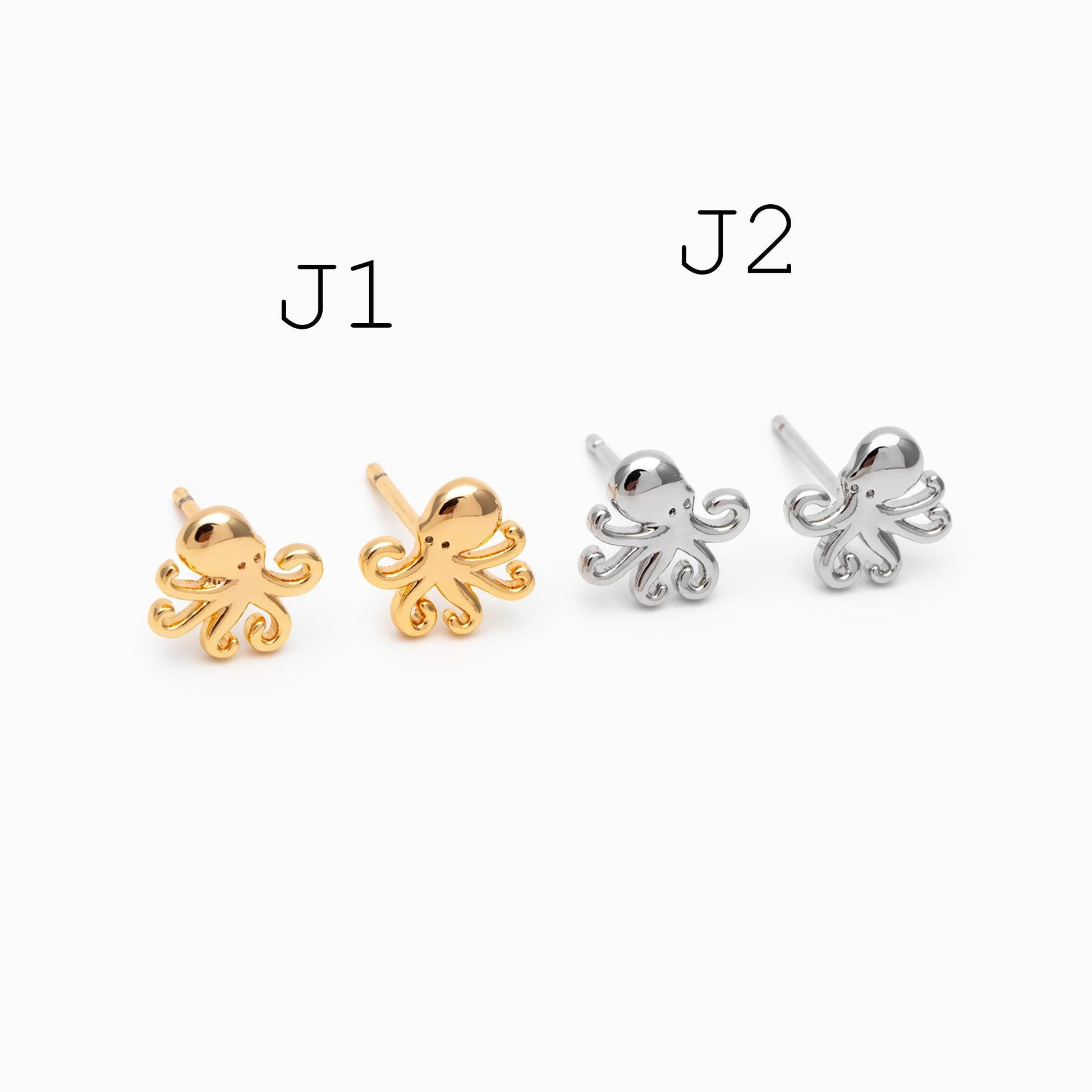 10 pieces- Ocean Theme Gold Stud Earrings, Sea Animal Studs, Dolphin Turtle Shell Shark Earrings, Wholesale Jewelry Supplies (GB-4460)