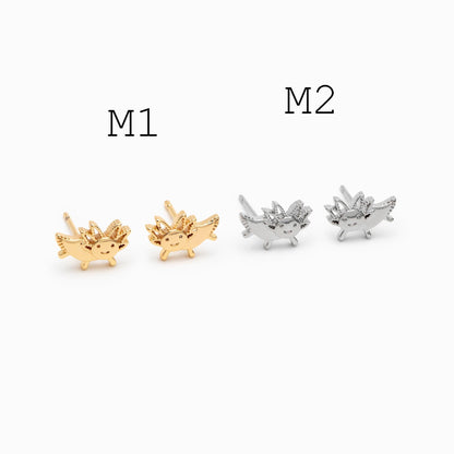 10 pieces- Ocean Theme Gold Stud Earrings, Sea Animal Studs, Dolphin Turtle Shell Shark Earrings, Wholesale Jewelry Supplies (GB-4460)