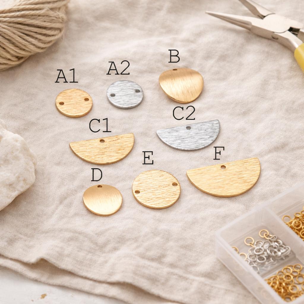 10pcs Gold/ Silver Brushed Geometric Charm Connectors, 18K Gold/ Rhodium Plated Brass Earring Findings (GB-3817)