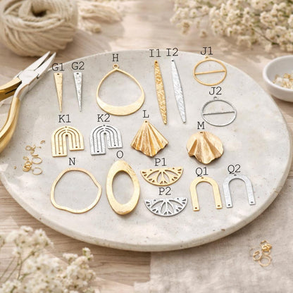 10pcs Gold/ Silver Brushed Geometric Charm Connectors, 18K Gold/ Rhodium Plated Brass Earring Findings (GB-3817)