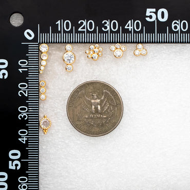 4pcs CZ Pave Bubble Cluster Earrings 13x4mm, 18K Gold Plated Brass, Dainty Stud Earrings (GB-4455)