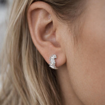 4pcs CZ Pave Gold/ Silver Hoop Earrings, 12mm, Dainty Huggie Earrings, Minimalist Earrings (GB-4726)