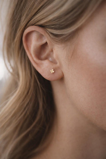 10pcs Gold/ Silver Tone Cross Earrings, Gold/ Rhodium Plated Brass Small Cross Stud Earring (#GB-4742)