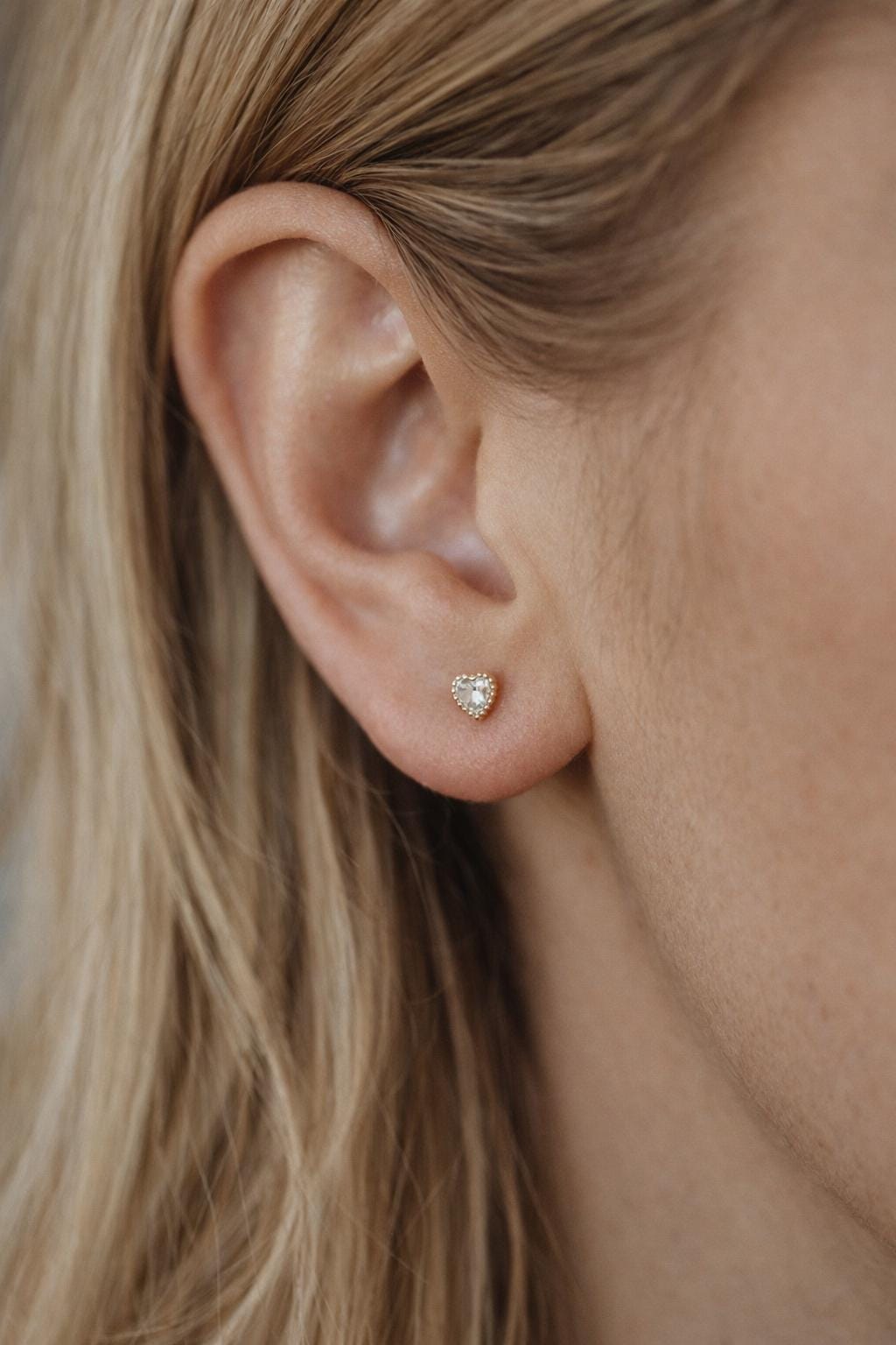 10pcs CZ Pave Gold/ Silver Round/ Triangle/ Rhombus/ Heart Earrings, Dainty Geometric Stud Earrings (GB-4743)