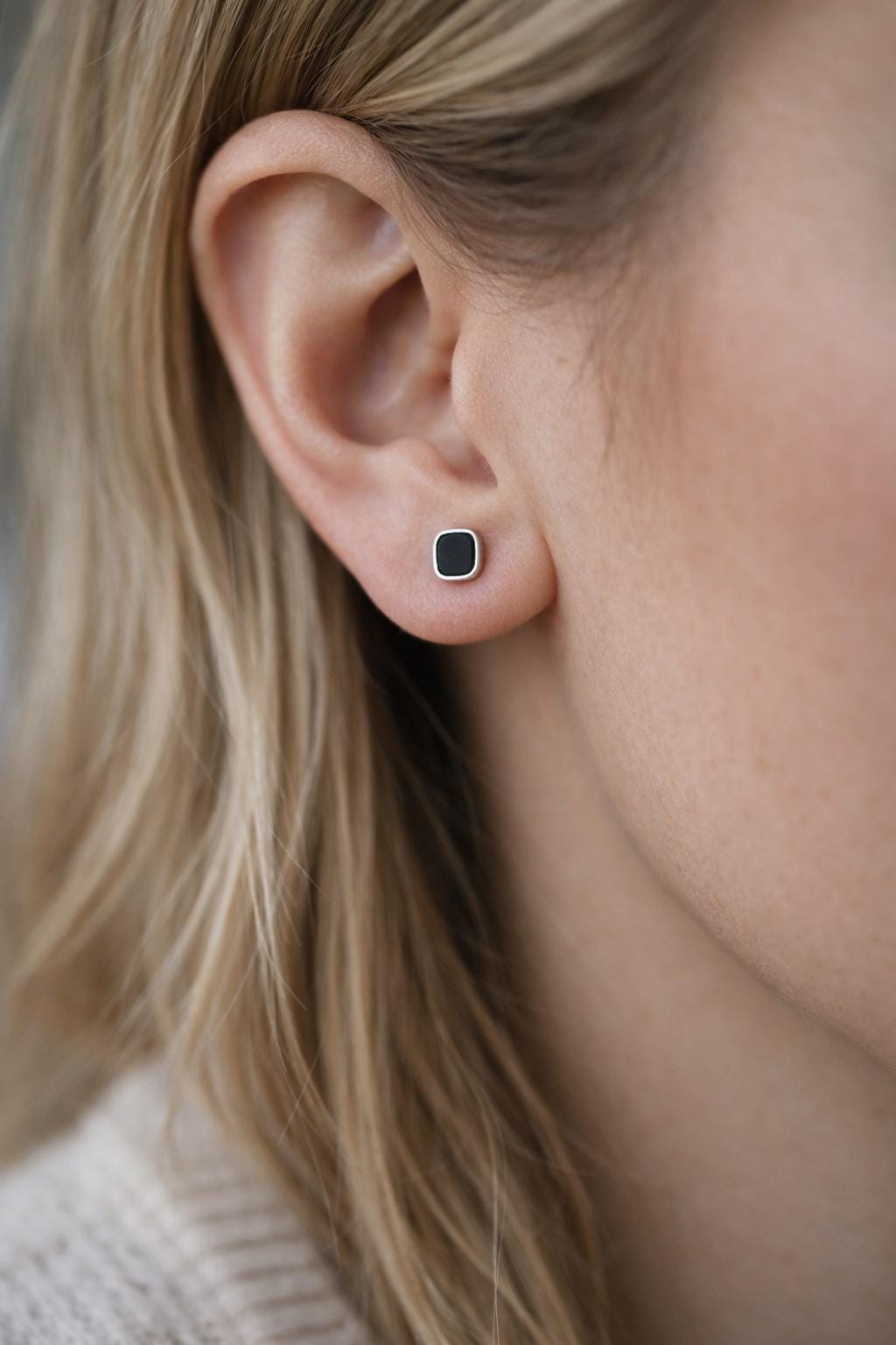 10pcs Black Acetate Gold/ Silver Geometric Earrings, Square/ Round/ Heart Stud Earrings (GB-4744)