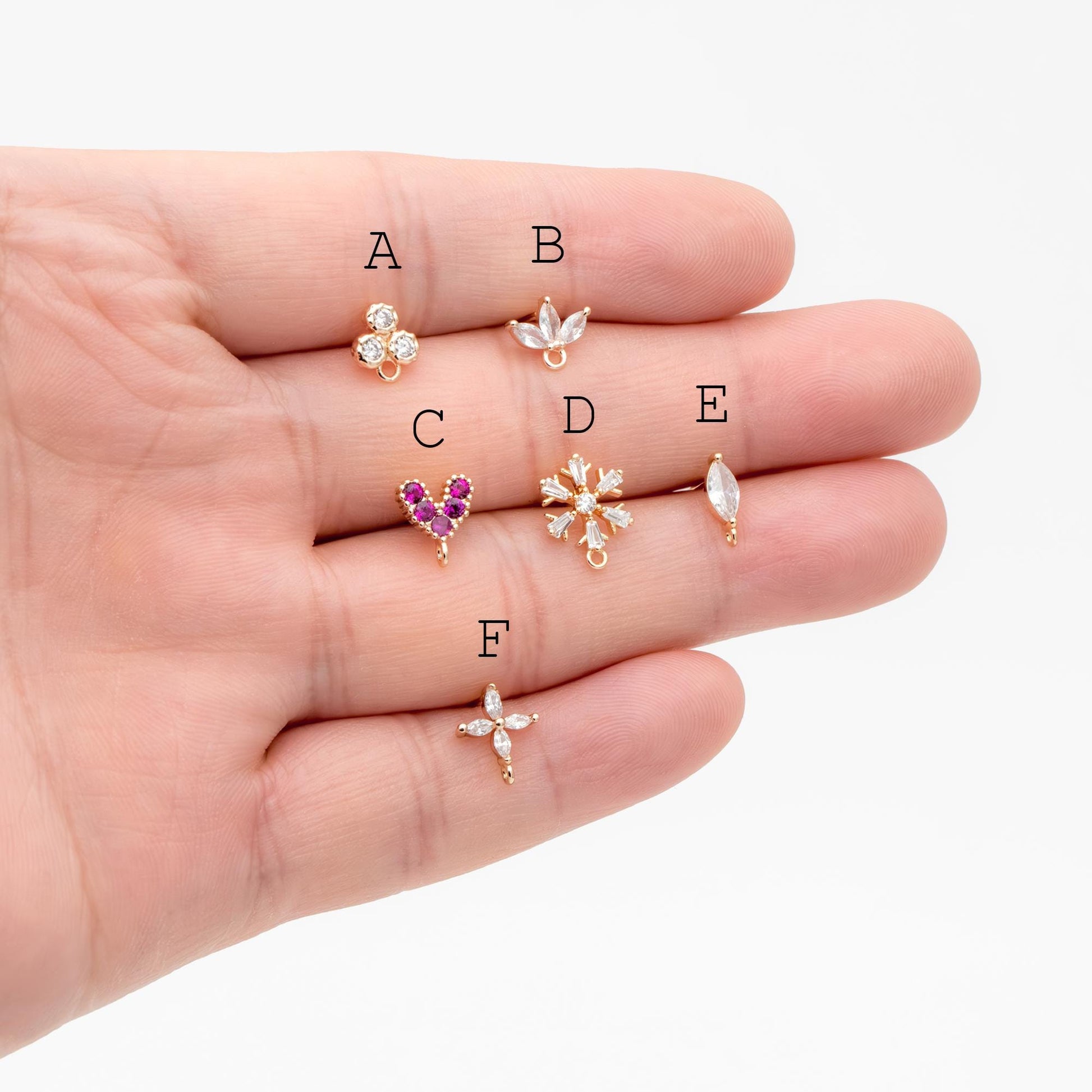 4pcs CZ Pave Gold Dainty Earrings, 18K Gold plated Brass, Earring Findings, Jewelry Making, Diy Material, Jewelry Supplies (GB-310)