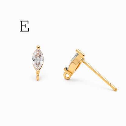 4pcs CZ Pave Gold Dainty Earrings, 18K Gold plated Brass, Earring Findings, Jewelry Making, Diy Material, Jewelry Supplies (GB-310)