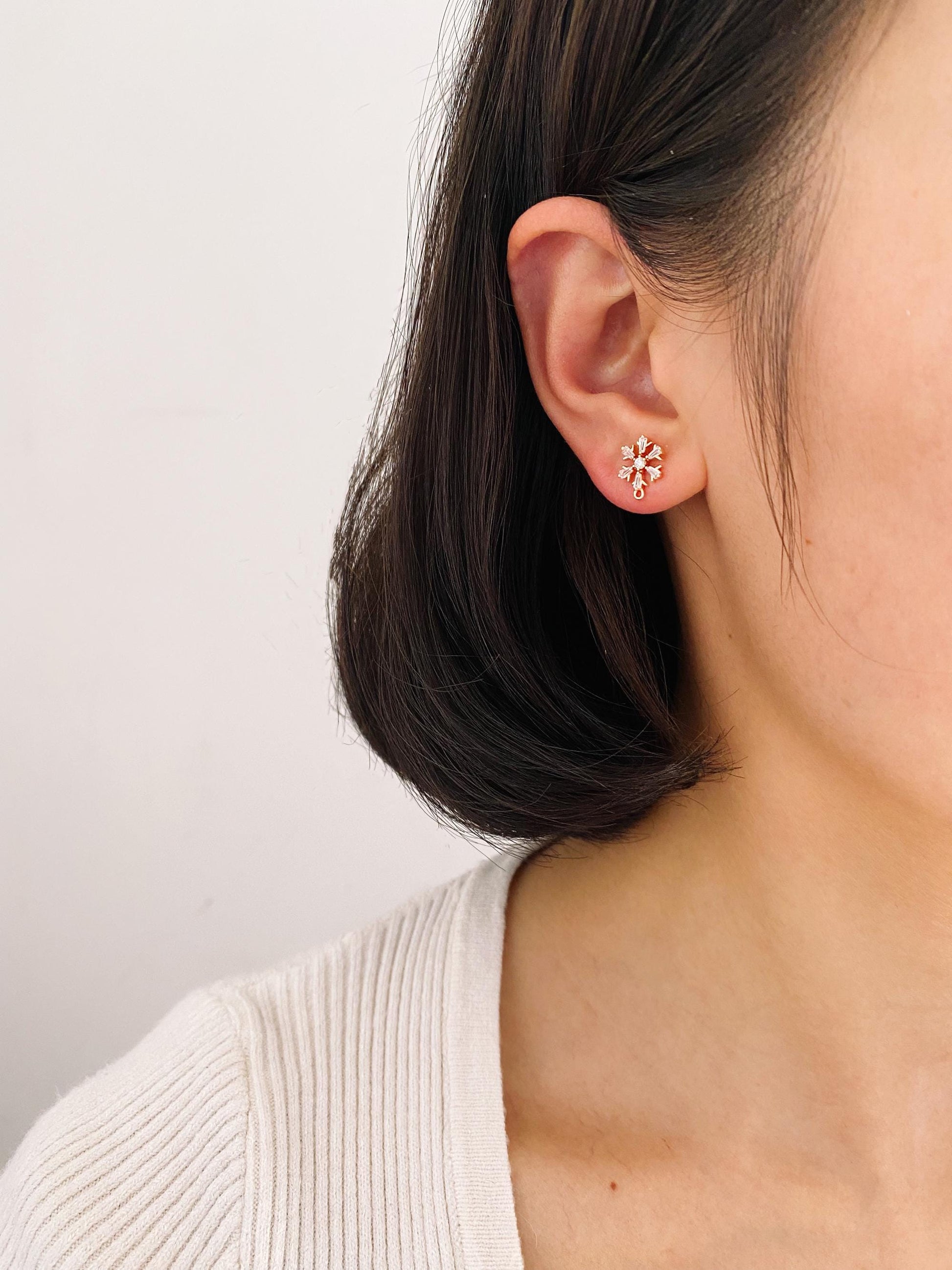 4pcs CZ Pave Gold Dainty Earrings, 18K Gold plated Brass, Earring Findings, Jewelry Making, Diy Material, Jewelry Supplies (GB-310)
