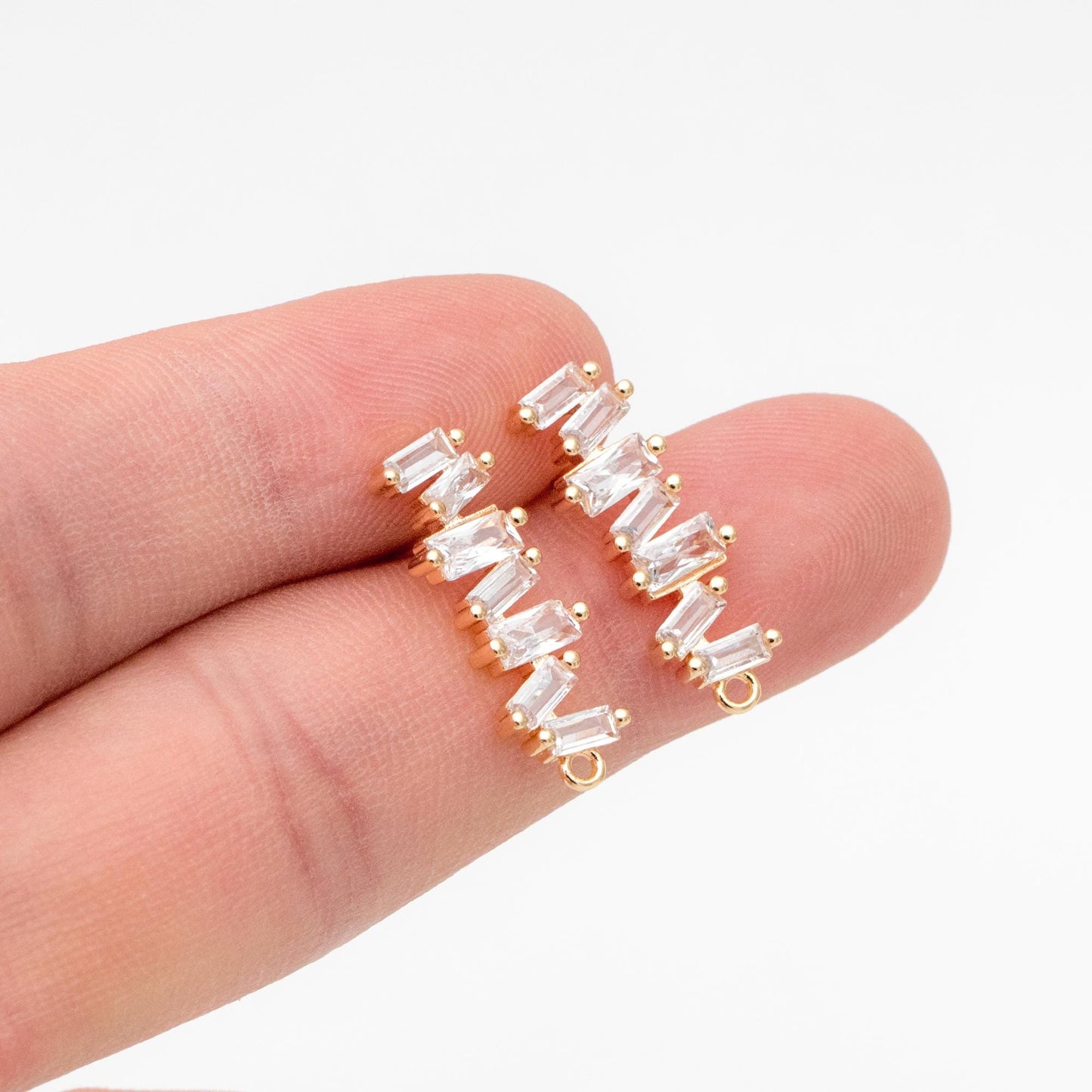 4pcs CZ Pave Irregular Earring Studs, 18K Gold plated Brass Ear Posts, Dainty Earring Findings (#GB-3619)