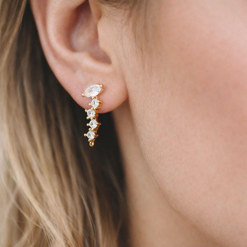 4pcs CZ Pave Irregular Earring Studs, 18K Gold plated Brass Ear Posts, Dainty Earring Findings (#GB-3619)