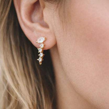 4pcs CZ Pave Irregular Earring Studs, 18K Gold plated Brass Ear Posts, Dainty Earring Findings (#GB-3619)