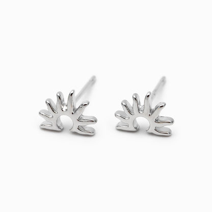 10pcs CZ Pave Gold/ Silver Tone Sun Earrings, Real Gold/ Rhodium Plated Brass, Sunrise Stud Earrings (#GB-4769)