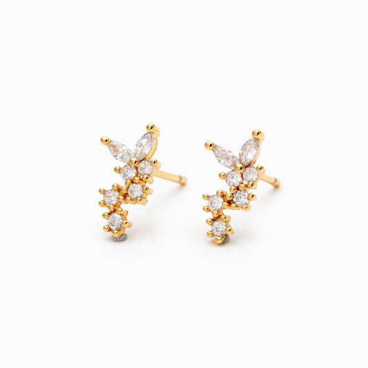 10pcs CZ Pave Gold/ Silver Butterfly Earrings, Gold/ Rhodium Plated Brass, Dianty Butterfly Stud Earrings (GB-4335-B)