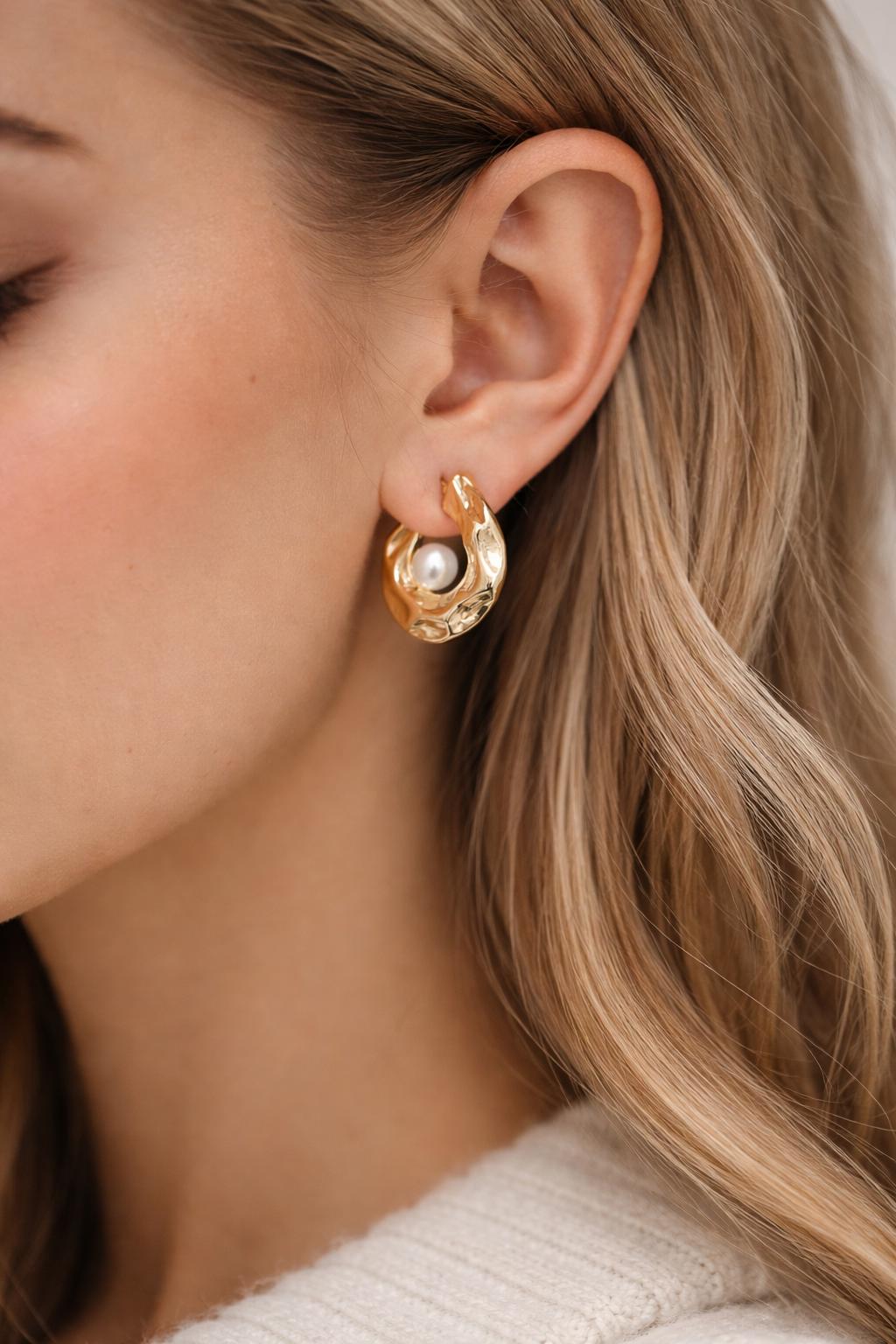 10pcs Gold Hammered Earring Posts 30mm, Geometric Round Stud Earring, Hammered Ear Findings (GB-2062)