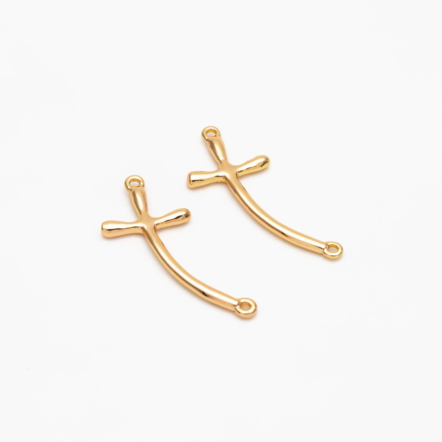 10pcs Gold Cross Connectors 22x9mm, Real Gold plated Brass, Cross Charm Pendants (GB-3796)
