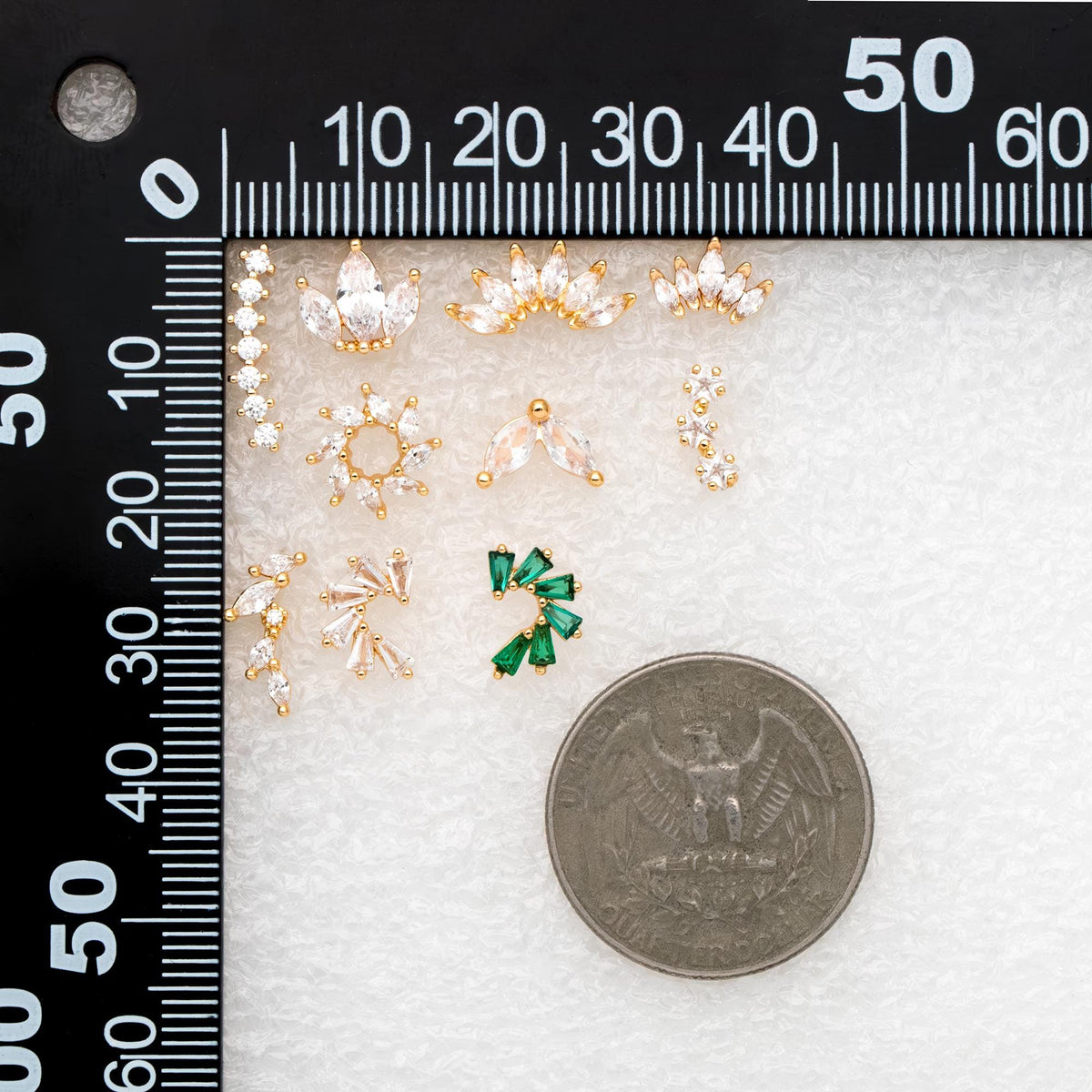 4pcs CZ Pave Dainty Earring, 18K Gold Plated Brass, Jewelry Making, Diy Material, Jewelry Supplies (GB-3369)