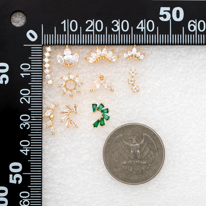4pcs CZ Pave Dainty Earring, 18K Gold Plated Brass, Jewelry Making, Diy Material, Jewelry Supplies (GB-3369)