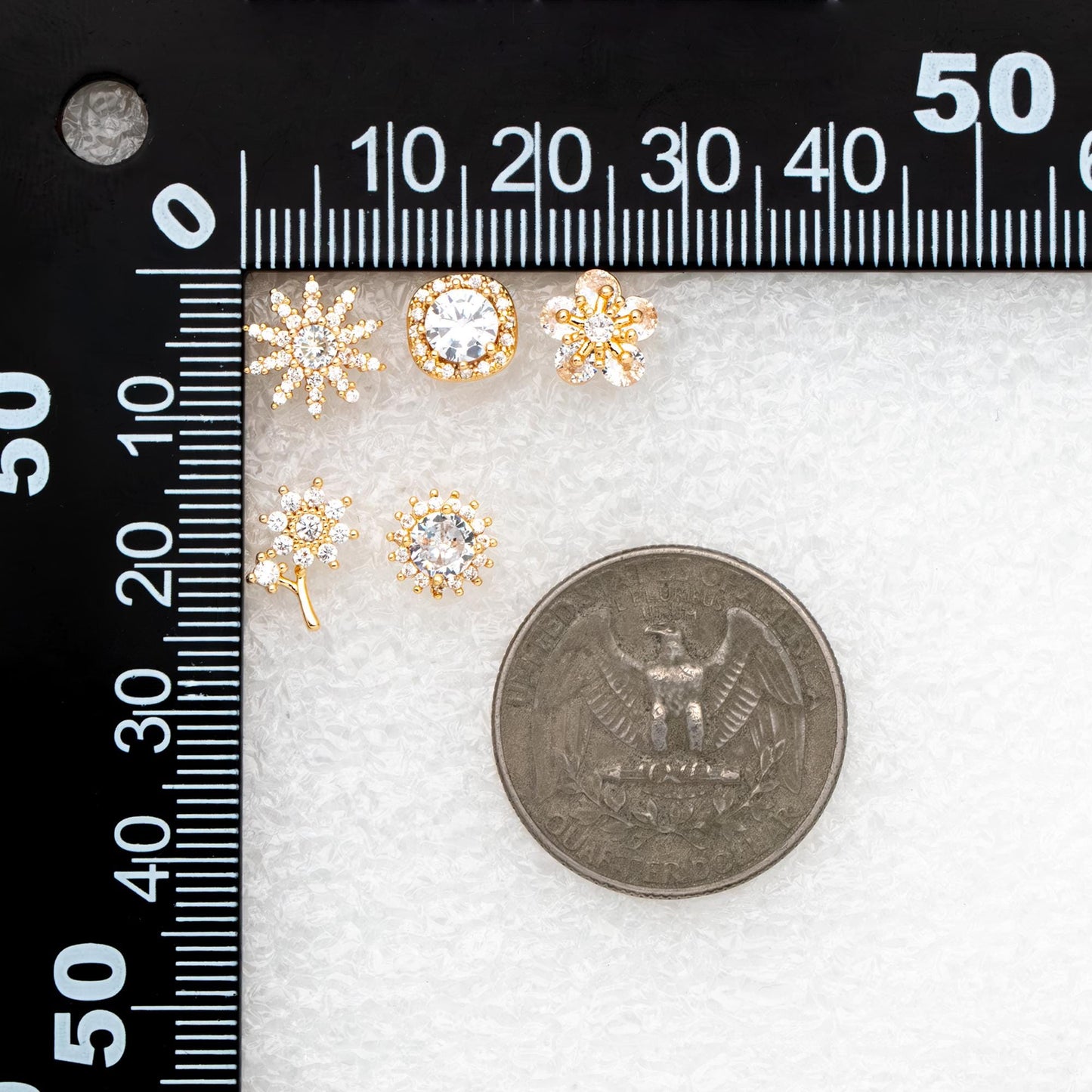 4pcs CZ Pave Gold Flower Earrings, Gold Plated Brass, Jewelry Making, Diy Material, Jewelry Supplies (GB-3371)