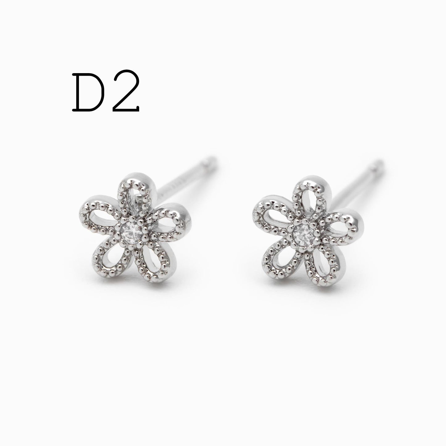 10pcs CZ Pave Gold/ Silver Leaf Earrings, 18K Real Gold/ Rhodium Plated Brass, Dainty Stud Earrings (GB-4759)