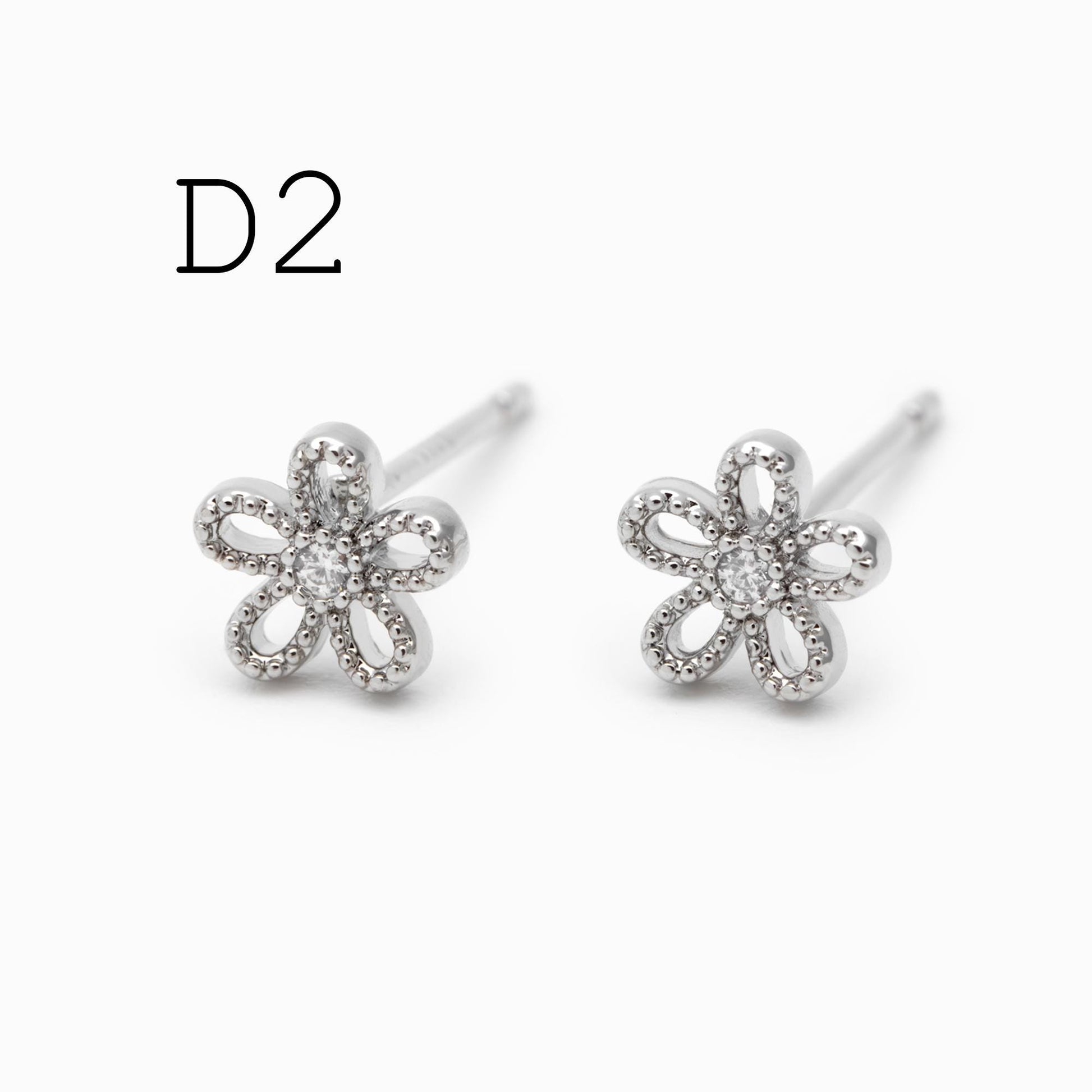 10pcs CZ Pave Gold/ Silver Leaf Earrings, 18K Real Gold/ Rhodium Plated Brass, Dainty Stud Earrings (GB-4759)
