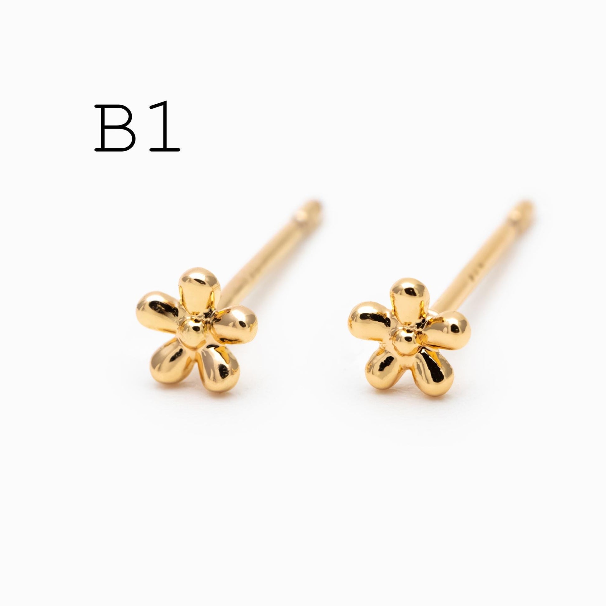 10pcs Gold Minimalist Earrings, 18K Gold Plated Brass, Tiny Stud Earrings (GB-4217)