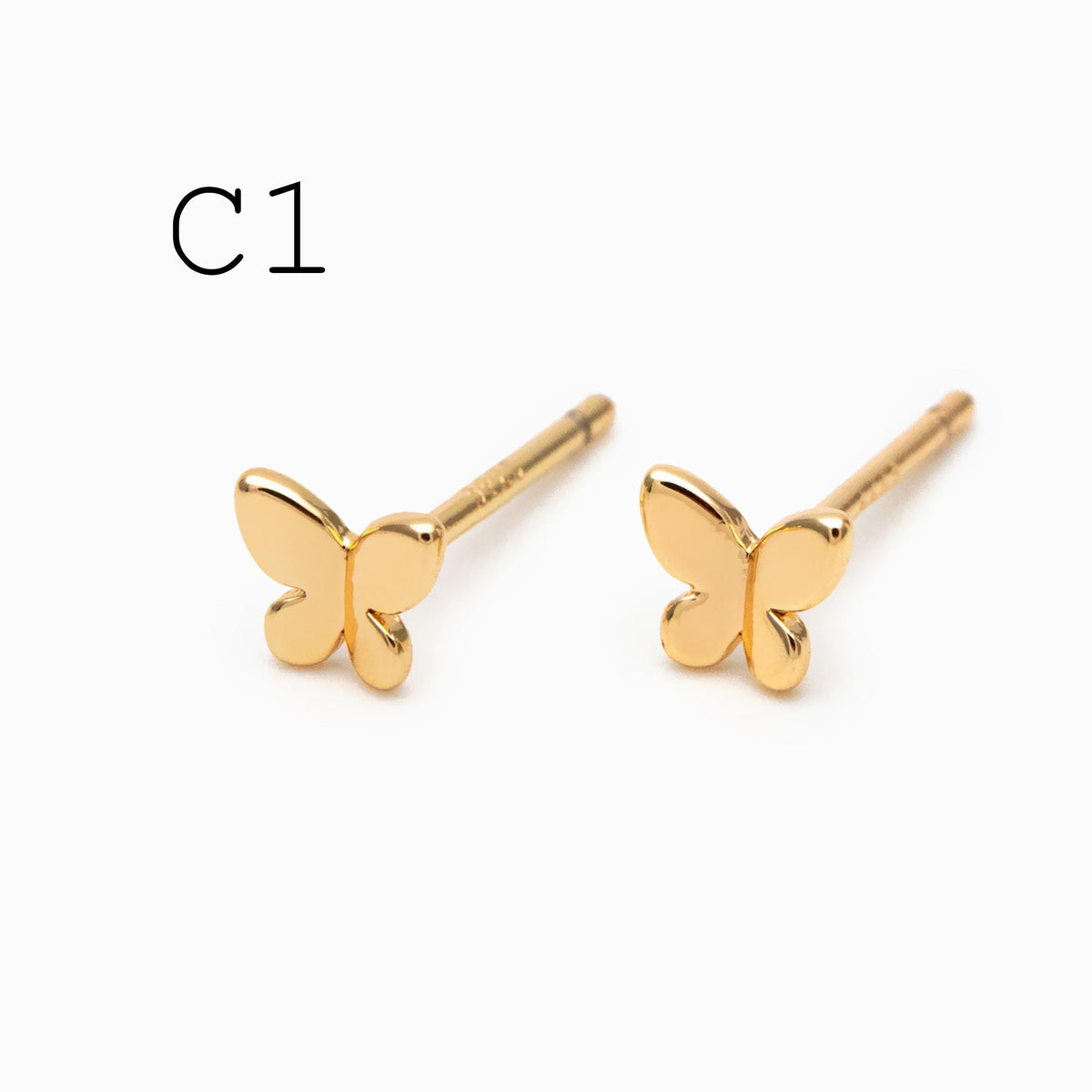 10pcs Gold Minimalist Earrings, 18K Gold Plated Brass, Tiny Stud Earrings (GB-4217)