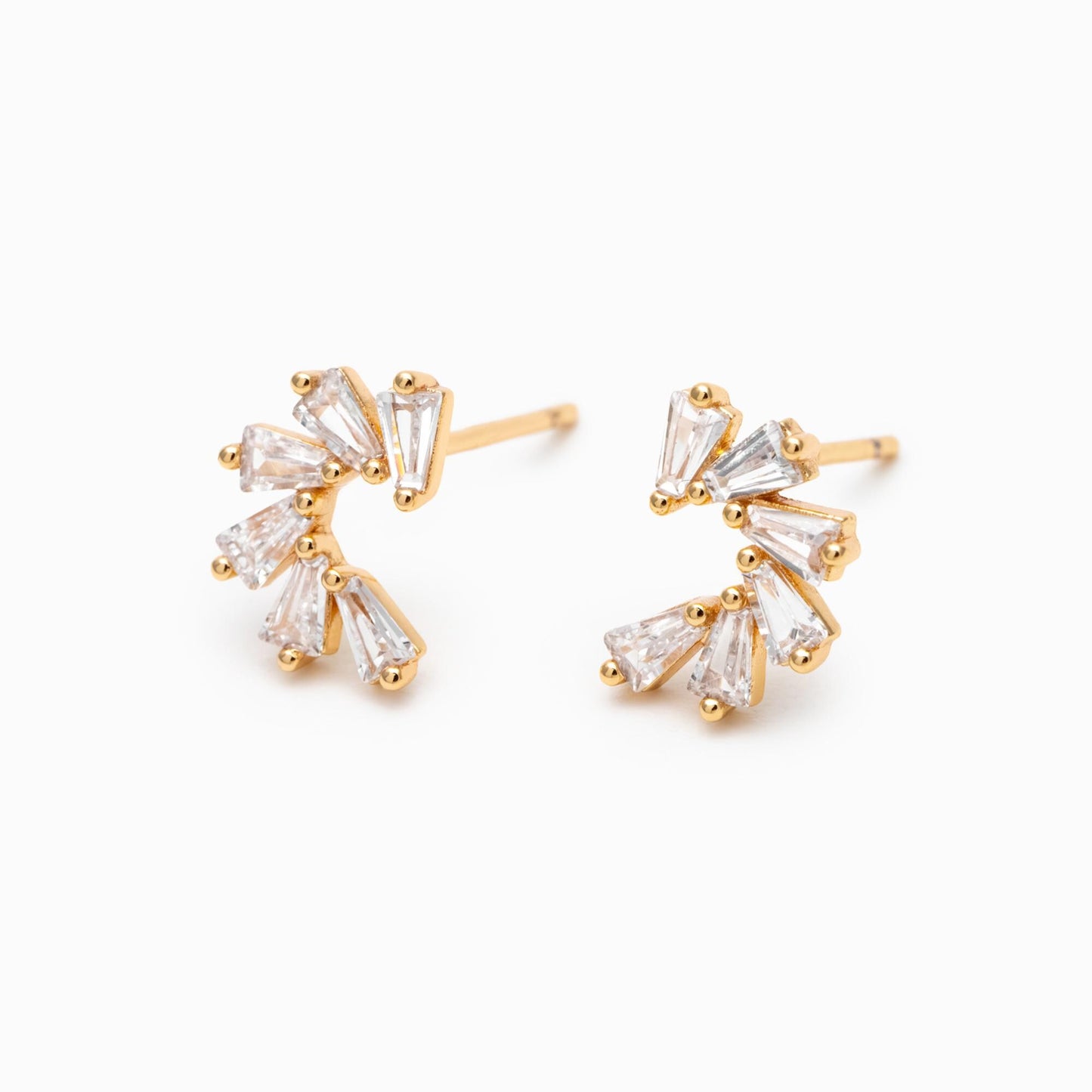 4pcs CZ Pave Flower Ear Posts 10x7mm, Gold plated Brass, Dainty Circle Stud Earrings, Clear /Green (#GB-3369-E)