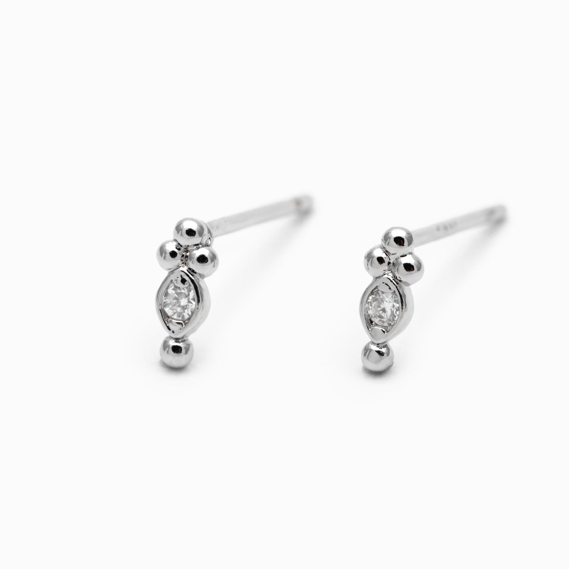 10pcs CZ Pave Gold/ Silver Tiny Marquise Earrings, Gold/ Rhodium Plated Brass, Tiny Stud Earrings (GB-4021-B)