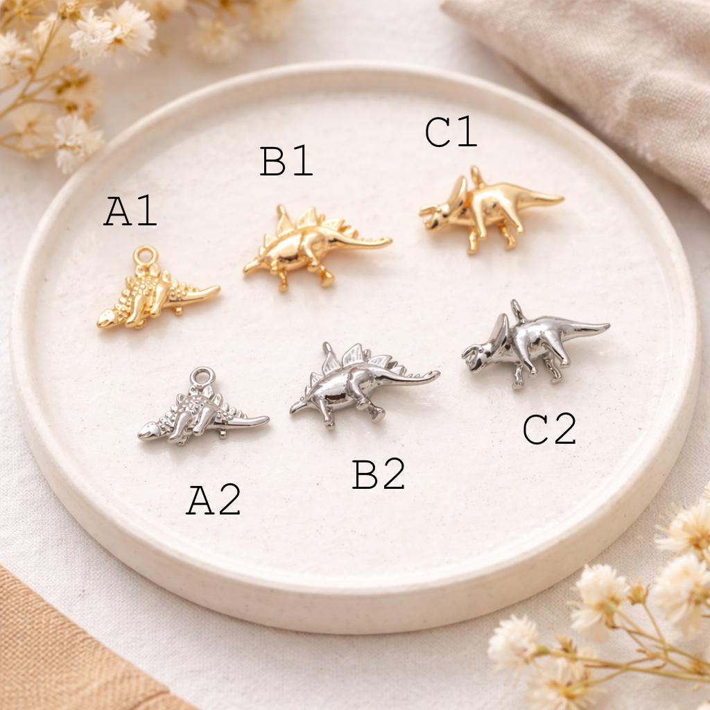 10pcs Gold/ Silver Tone Dinosaur Charm, Jewelry Making, Diy Material, Jewelry Supplies (GB-2650)