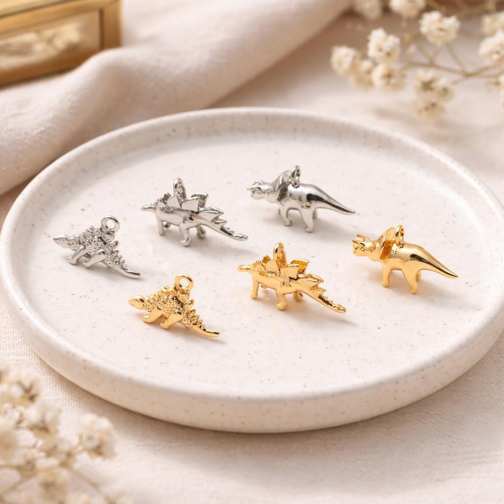 10pcs Gold/ Silver Tone Dinosaur Charm, Jewelry Making, Diy Material, Jewelry Supplies (GB-2650)