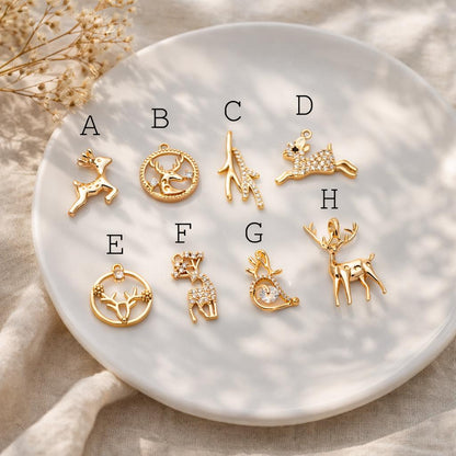 4pcs Gold Elk Deer Horn Charms, Jewelry Making, Diy Material, Jewelry Supplies (GB-2517)