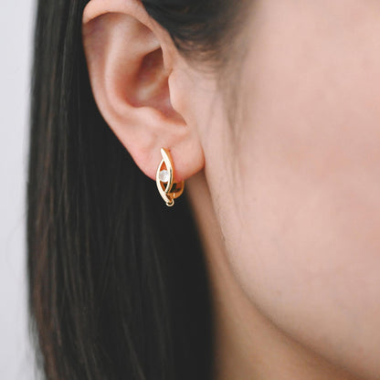 4pcs Gold Click-in Style Stud Earring, Leverback Earring with Loop, Earring Finding Wholesale (GB-3904)