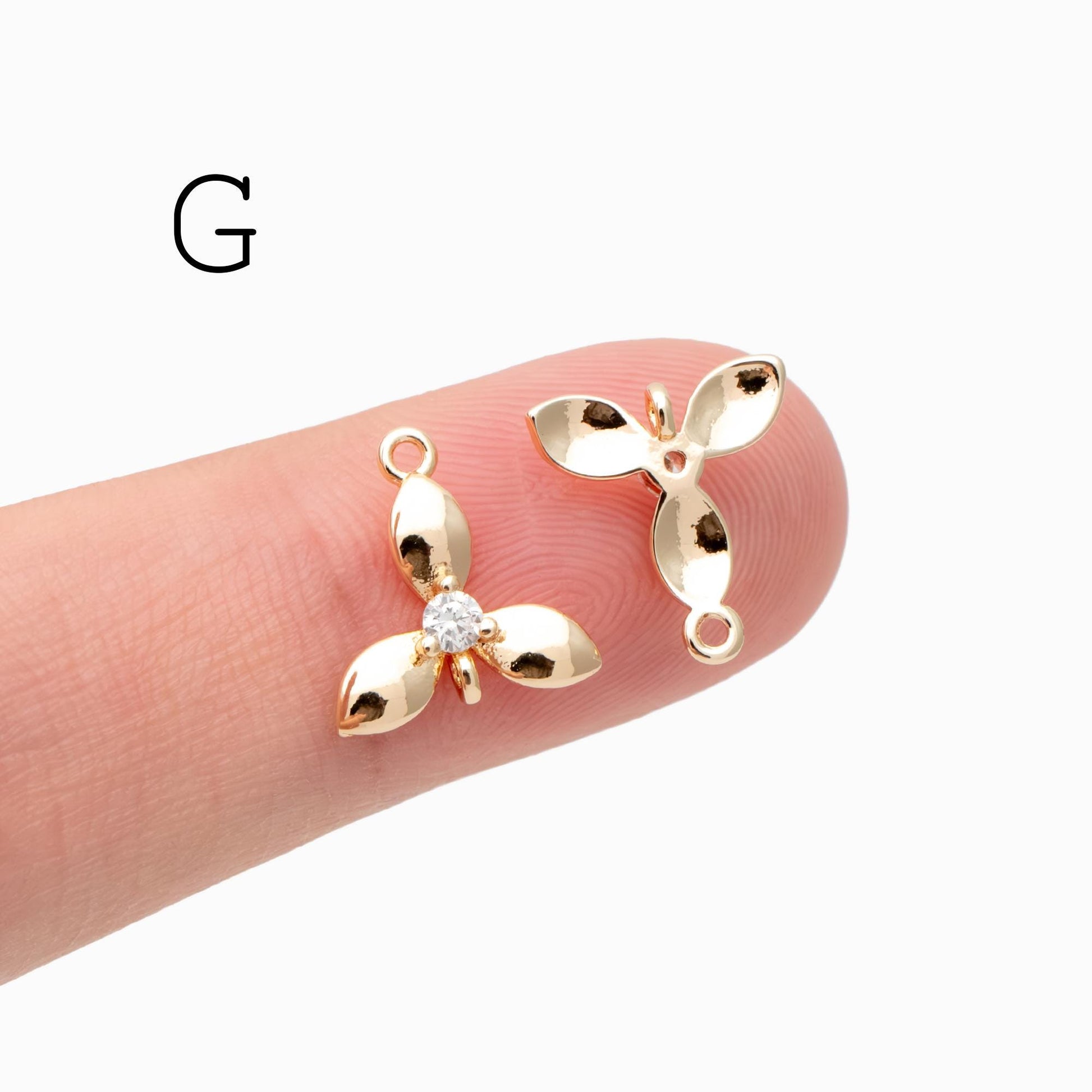 10pcs Gold Flower Charms , 18K Gold plated Brass, Floral Connector Pendants (GB-3780)